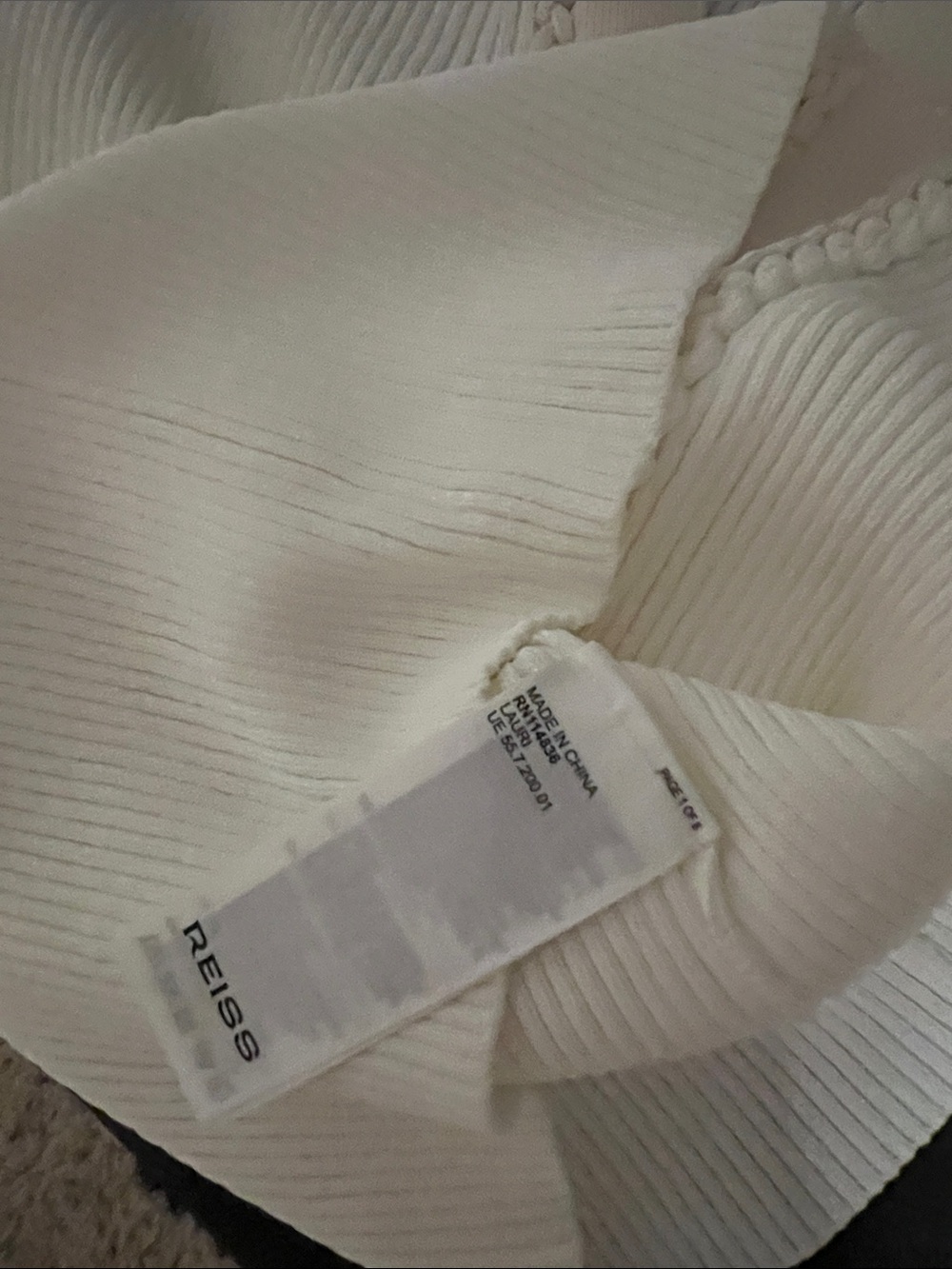 Reiss Lauri Craft-Stitch Rib-Knit Top in Ivory, S - Picture 8 of 10